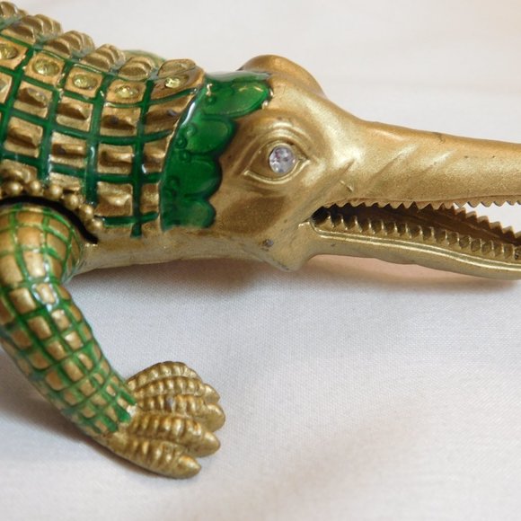 Vintage Crocodile Enameled Rhinestone Figurine - Picture 4 of 6